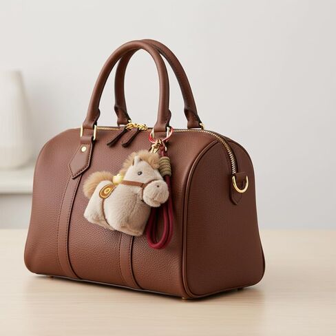 Plush Horse with Gold Ingot Keychain - Adorable Chinese Mascot, Year of the Horse Pendant, Fengshui Decor in Kuwait