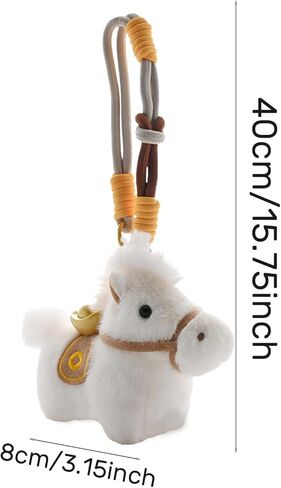 Plush Horse with Gold Ingot Keychain - Adorable Chinese Mascot, Year of the Horse Pendant, Fengshui Decor in Kuwait