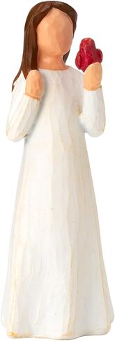 تمثال ملاك تذكاري مرسوم يدويًا مع الكاردينال الأحمر وحرف الحب - تمثال من الراتنج مقاس 6.2 بوصة للتعاطف والفجيعة والصداقة - هدية ديكور المنزل للأم والجدة والنساء in Kuwait