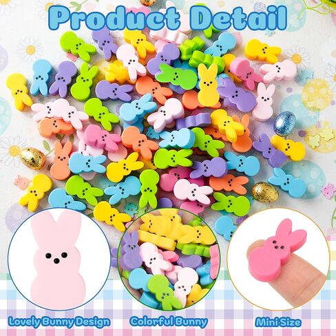 60pcs Mini Easter Pastel Bunny Resin Decor, Mixed Colors Rabbit Resin Charms for Dollhouse Garden, Cute Bunny for Easter Egg Hunt Activity Spring Craft Supply Basket Landscape DIY Decoration in Saudi Arabia