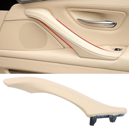 Jaronx متوافق مع أغطية مقابض باب BMW Snap-on/Sticky-on 5 Series 520 525 528 530 535 F10/F11 2010-2016، 7 قطع لوحة مفاتيح نافذة جانبية للسائق + مقبض باب الركاب + أغطية مفاتيح النافذة (بيج) in Saudi Arabia