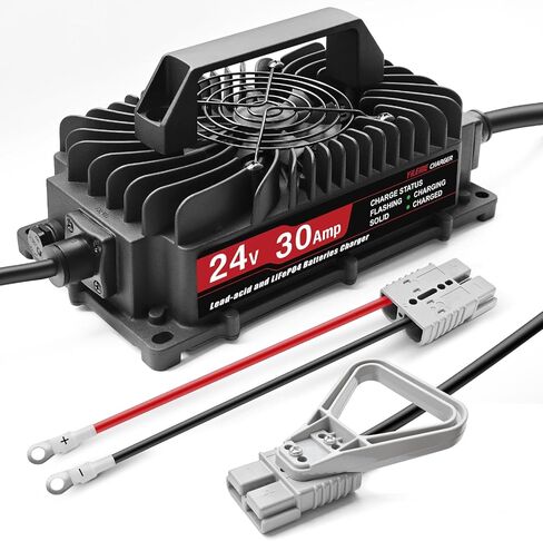 24V 30A Lithium Battery Charger for 29.2V LiFePO4 and Lead-Acid, for Forklift, Golf Cart, Floor Scrubbers, RV, Boat and Pallet Jack, with Anderson Plug in Kuwait