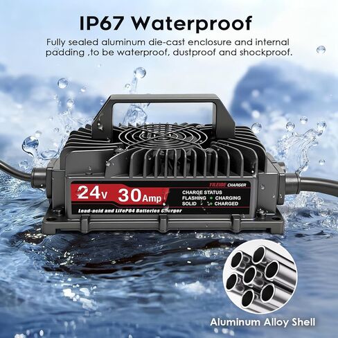24V 30A Lithium Battery Charger for 29.2V LiFePO4 and Lead-Acid, for Forklift, Golf Cart, Floor Scrubbers, RV, Boat and Pallet Jack, with Anderson Plug in Kuwait