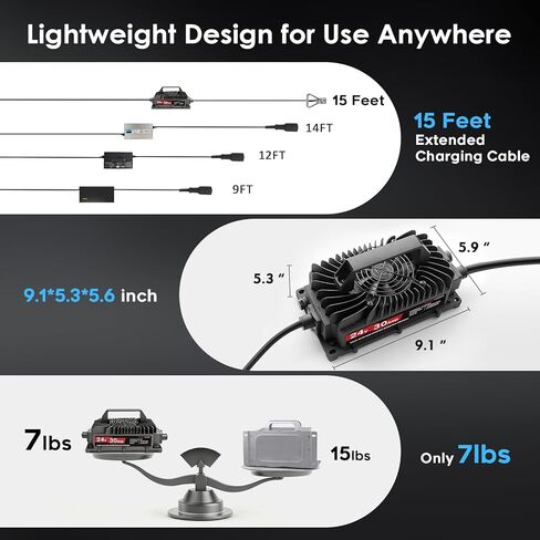 24V 30A Lithium Battery Charger for 29.2V LiFePO4 and Lead-Acid, for Forklift, Golf Cart, Floor Scrubbers, RV, Boat and Pallet Jack, with Anderson Plug in Kuwait