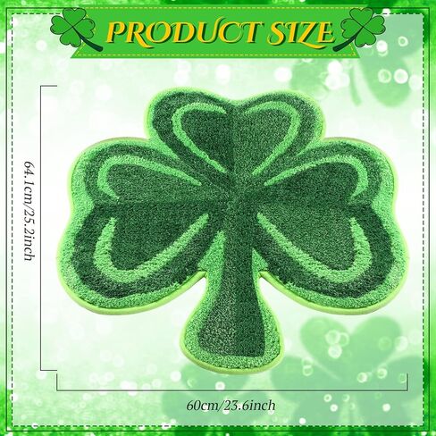 سجاد حمام Cindeer St Patricks Day Shamrock Lucky Shamrocks Clover مزخرف ممسحة مطبخ قابلة للغسل، سجادة مريحة غير قابلة للانزلاق، سجادة دش ديكور غرفة النوم (نمط مطابقة الألوان، 23.6 × 25.2 بوصة) in Kuwait
