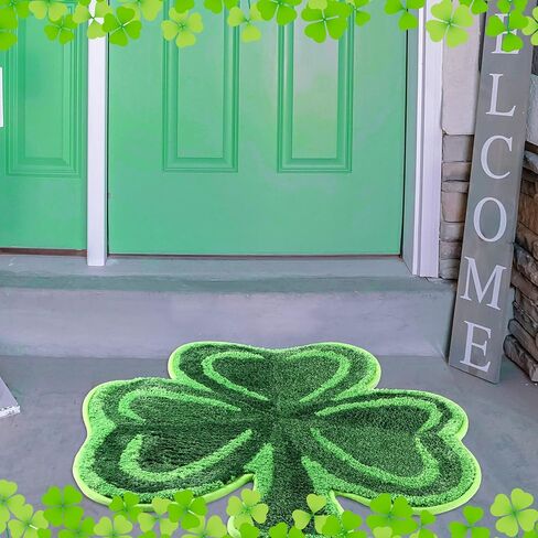 سجاد حمام Cindeer St Patricks Day Shamrock Lucky Shamrocks Clover مزخرف ممسحة مطبخ قابلة للغسل، سجادة مريحة غير قابلة للانزلاق، سجادة دش ديكور غرفة النوم (نمط مطابقة الألوان، 23.6 × 25.2 بوصة) in Kuwait