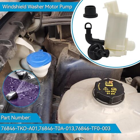 Front Windshield Washer Wiper Fluid Pump Motor with Grommet Replace 76846-TF0-003 76846-TF0-013 Compatible with Honda Civic 2009-2012 for Honda Fit 2009-2013 for Honda CR-V 2012-2014 in Saudi Arabia