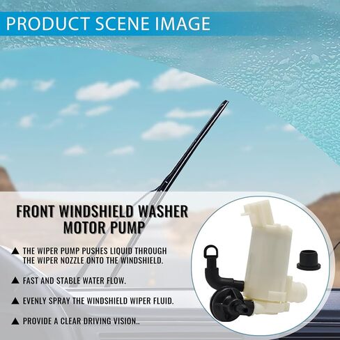Front Windshield Washer Wiper Fluid Pump Motor with Grommet Replace 76846-TF0-003 76846-TF0-013 Compatible with Honda Civic 2009-2012 for Honda Fit 2009-2013 for Honda CR-V 2012-2014 in Saudi Arabia