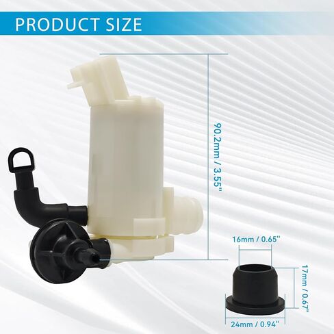 Front Windshield Washer Wiper Fluid Pump Motor with Grommet Replace 76846-TF0-003 76846-TF0-013 Compatible with Honda Civic 2009-2012 for Honda Fit 2009-2013 for Honda CR-V 2012-2014 in Saudi Arabia