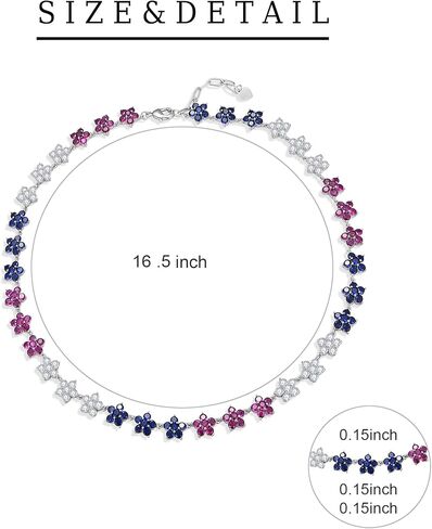 قلادة التنس الوطنية باللونين الأحمر والأبيض والأزرق للنساء، قلادة نحاسية من الزركونيا المكعبة (CZ) بألوان علم الولايات المتحدة الأمريكية، تصميم زهر على شكل نجمة، هدية الرابع من يوليو in Kuwait