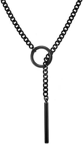 Choker Necklace for Women Gothic Goth Stainless Steel Slip Chain Chunky Long Drop Mens Punk Necklace Jewelry Gift in Saudi Arabia
