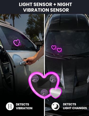 ضوء LED على شكل قلب يعمل بالطاقة الشمسية لتزيين السيارة، قطعتان من أضواء القلب المحيطة LED للسيارة الوردية، 5 أوضاع قابلة للشحن لاسلكيًا على شكل قلب ضوء نيون LED، ملحقات سيارة لطيفة، هدية رومانسية in Kuwait