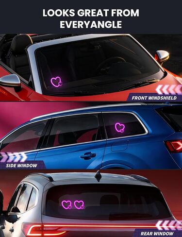 ضوء LED على شكل قلب يعمل بالطاقة الشمسية لتزيين السيارة، قطعتان من أضواء القلب المحيطة LED للسيارة الوردية، 5 أوضاع قابلة للشحن لاسلكيًا على شكل قلب ضوء نيون LED، ملحقات سيارة لطيفة، هدية رومانسية in Kuwait