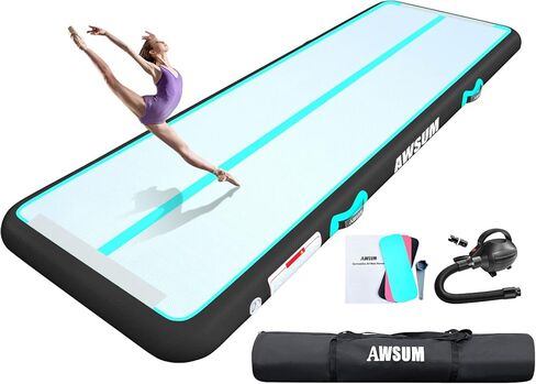 Inflatable Air Gymnastics Mat 10ft/13ft/16ft/20ft/23ft Training mat 4/8 inches Thick tumbling mat with Electric Pump for Home/Gym/Outdoor in Kuwait