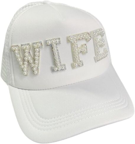 Pearl Bridal Hat Baseball Cap Bridal Wedding Bride Groom Hat for Newlywed Couples Bridal Party in Kuwait