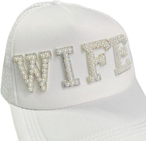 Pearl Bridal Hat Baseball Cap Bridal Wedding Bride Groom Hat for Newlywed Couples Bridal Party in Kuwait