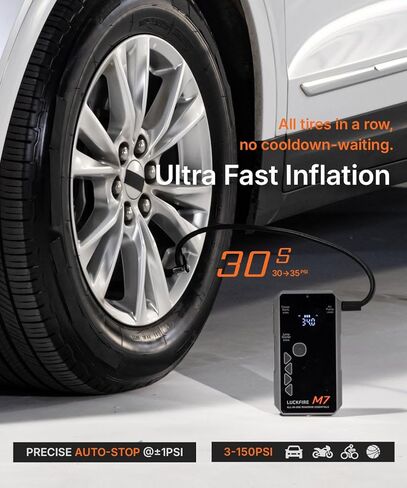 M7 Smart Car Jump Starter with Air Compressor, 12V Portable Jump Pack for up to 8.5L Gasoline and 6.5L Diesel Engines, 150PSI Digital Tire Inflator, Jumper Cables and Light in Saudi Arabia