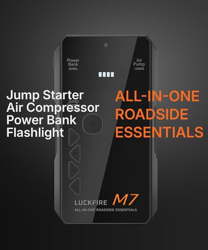 M7 Smart Car Jump Starter with Air Compressor, 12V Portable Jump Pack for up to 8.5L Gasoline and 6.5L Diesel Engines, 150PSI Digital Tire Inflator, Jumper Cables and Light in Saudi Arabia