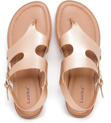 Luoika Women's Wide Width Flat Sandals, Flip Flop Casual Strapy Sandals Slip on Summer Beach Shoes for Women. in Saudi Arabia