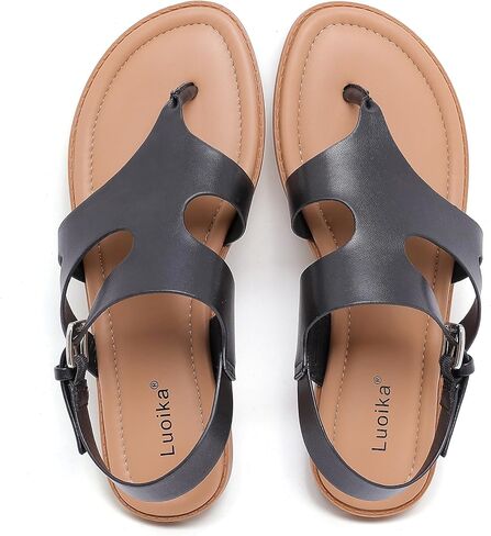 Luoika Women's Wide Width Flat Sandals, Flip Flop Casual Strapy Sandals Slip on Summer Beach Shoes for Women. in Saudi Arabia