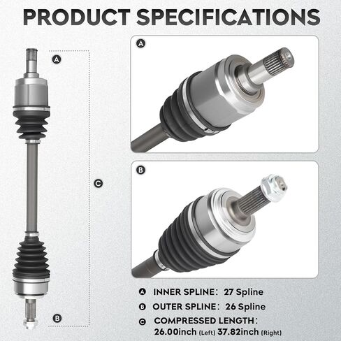 NEW Front CV Axle Shaft Assembly fits for Honda Accord (Automatic Trans Only) 2003 2004 2005 2006 2007 2.4L, Left Front & Right Front, Driver and Passenger side, 2-Pack in Saudi Arabia