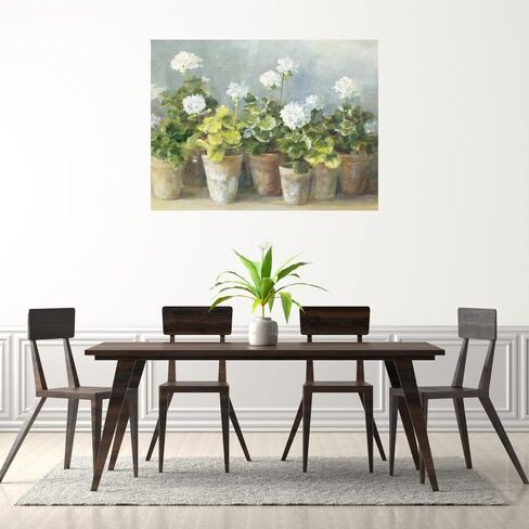 Fine Art Canvas White Geraniums Crop Canvas Wall Decor by Artist Danhui Nai for Living Room, Bedroom, Bathroom, Kitchen, Office, Bar, Dining & Guest Room - Ready to Hang - 43 in x 32 in in Saudi Arabia