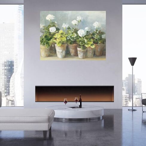 Fine Art Canvas White Geraniums Crop Canvas Wall Decor by Artist Danhui Nai for Living Room, Bedroom, Bathroom, Kitchen, Office, Bar, Dining & Guest Room - Ready to Hang - 43 in x 32 in in Saudi Arabia