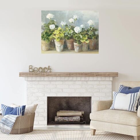 Fine Art Canvas White Geraniums Crop Canvas Wall Decor by Artist Danhui Nai for Living Room, Bedroom, Bathroom, Kitchen, Office, Bar, Dining & Guest Room - Ready to Hang - 43 in x 32 in in Saudi Arabia
