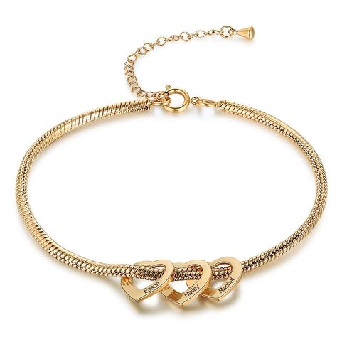 Personalized Bangle Bracelet for Mom – Custom Heart Charm Bracelet with 1–20 Engraved Names – Adjustable Bracelet for Women – Gift for Mom, Grandma, Wife in Silver, Gold, Rose Gold in Saudi Arabia