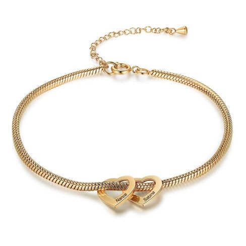 Personalized Bangle Bracelet for Mom – Custom Heart Charm Bracelet with 1–20 Engraved Names – Adjustable Bracelet for Women – Gift for Mom, Grandma, Wife in Silver, Gold, Rose Gold in Saudi Arabia