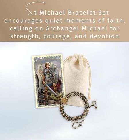 سوار Trendzeen Saint Michael - سوار St Michael قابل للتعديل للرجال، إكسسوار مموه، بطاقة صلاة St Michael مغلفة، حقيبة موسلين - مجموعة أساور Paracord Archangel Michael - إجمالي 3 عناصر in Saudi Arabia