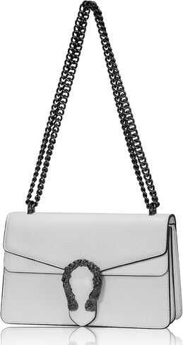 TRBSXRT Satchel Purse for Women - Vintage Lychee Pattern Chain Crossbody Bag Leather Shoulder Handbags Square Satchel Purse in Saudi Arabia