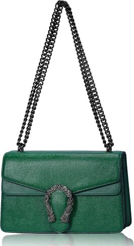 TRBSXRT Satchel Purse for Women - Vintage Lychee Pattern Chain Crossbody Bag Leather Shoulder Handbags Square Satchel Purse in Saudi Arabia