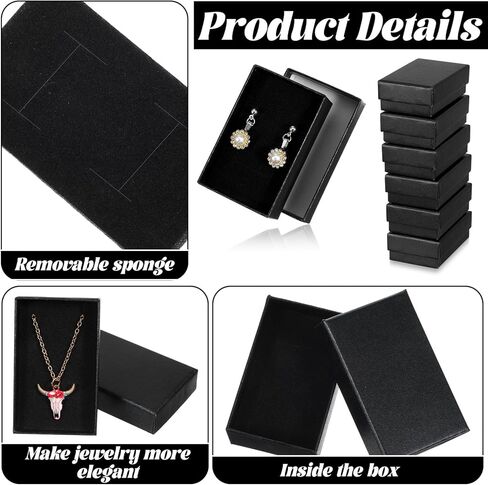 32 Pcs Cardboard Jewelry Gift Boxes Jewelry Boxes Packaging Small Earring Gift Box with Lids for Necklace Ring (Black, 3.2 x 2 x 1 Inch) in Saudi Arabia