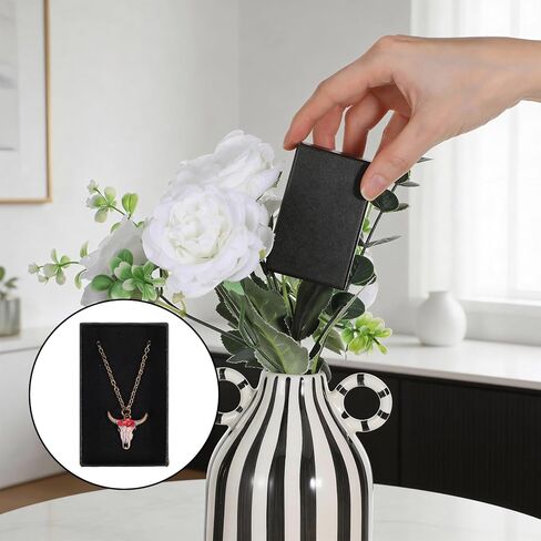 32 Pcs Cardboard Jewelry Gift Boxes Jewelry Boxes Packaging Small Earring Gift Box with Lids for Necklace Ring (Black, 3.2 x 2 x 1 Inch) in Saudi Arabia
