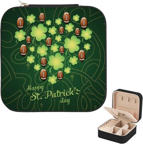 St Patricks Day Clovers Travel Jewelry Box, Portable Jewelry Box with Mirror, Small Jewelry Case Organizer and Storage for Girls Women Teen, Mini Travel Essentials Gifts for Birthday in Saudi Arabia