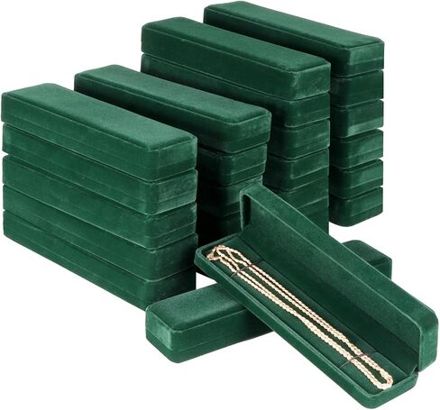 24 قطعة من صناديق الأساور المخملية، صندوق عرض مجوهرات طويل 8.7 بوصة، صندوق هدايا مجوهرات مخملي أخضر، حقيبة تخزين المجوهرات للاستخدام التجاري in Kuwait