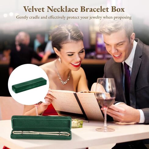 24 قطعة من صناديق الأساور المخملية، صندوق عرض مجوهرات طويل 8.7 بوصة، صندوق هدايا مجوهرات مخملي أخضر، حقيبة تخزين المجوهرات للاستخدام التجاري in Kuwait