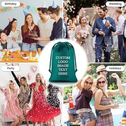 WACAR 150-Pack Custom Velvet Drawstring Gift Bags with Logo Text, Bulk Personalized Jewelry Pouches for Wedding Party Favor Christmas Small Items,Black in Saudi Arabia