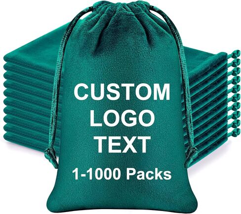 WACAR 150-Pack Custom Velvet Drawstring Gift Bags with Logo Text, Bulk Personalized Jewelry Pouches for Wedding Party Favor Christmas Small Items,Black in Saudi Arabia