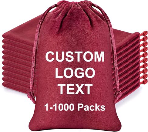 WACAR 150-Pack Custom Velvet Drawstring Gift Bags with Logo Text, Bulk Personalized Jewelry Pouches for Wedding Party Favor Christmas Small Items,Black in Saudi Arabia