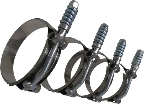 T-BOLT HOSE CLAMP SPRING LOADED CONSTANT TENSION .75 بوصة (19 ملم) عرض، 2.9 بوصة (73 ملم) - 3.2 بوصة (81 ملم) DIA. توربو عالي الضغط #304 SS 4 Clamps TECH TEAM in Saudi Arabia