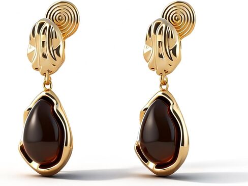 Brown Earrings for Women Gold Clip On Earrings Gold and Brown Statement Trendy Jewelry Holiday Gifts for Her in Kuwait