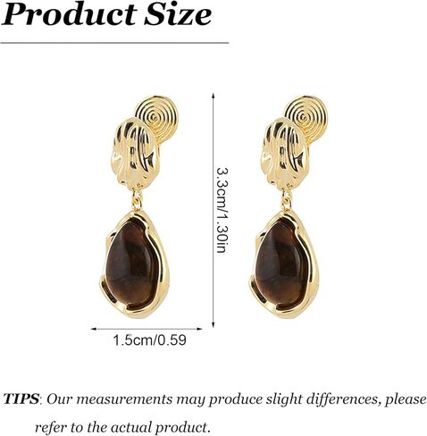 Brown Earrings for Women Gold Clip On Earrings Gold and Brown Statement Trendy Jewelry Holiday Gifts for Her in Saudi Arabia