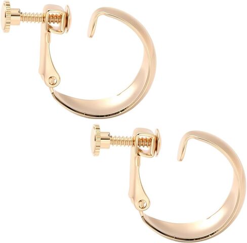 Beebeecraft 1 Box 12Pcs Clip On Hoop Earrings 18K Gold Plated Brass Screw Non-Pierced Clip-on Chunky Huggie Earring with 12Pcs Ear Pads for Gift Women in Saudi Arabia