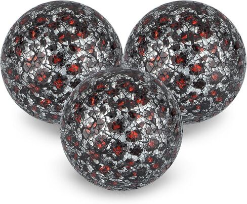 MDLUU 4 Inch Glass Mosaic Spheres, Snake Skin Pattern Decorative Orbs Set, Centerpiece Balls for Bowl, Vase, Trays, Table Ornament, Pack of 3 in Kuwait