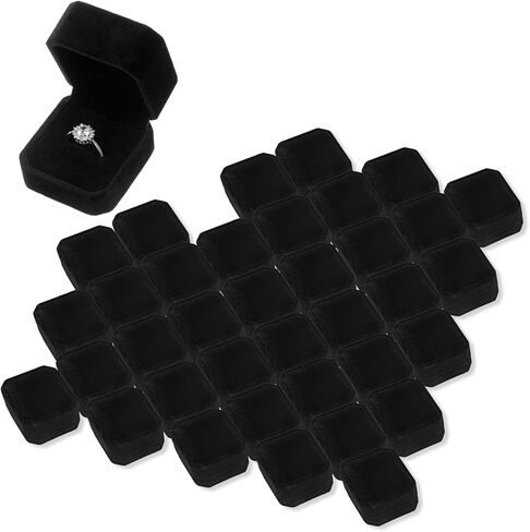 36 Pcs Black Velvet Ring Box Blulk for Wedding Ceremony Engagement Jewelry Boxes Packaging Display Ring Case Earring Storage Holder for Proposal Anniversary Birthday Gift in Saudi Arabia