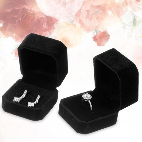 36 Pcs Black Velvet Ring Box Blulk for Wedding Ceremony Engagement Jewelry Boxes Packaging Display Ring Case Earring Storage Holder for Proposal Anniversary Birthday Gift in Saudi Arabia