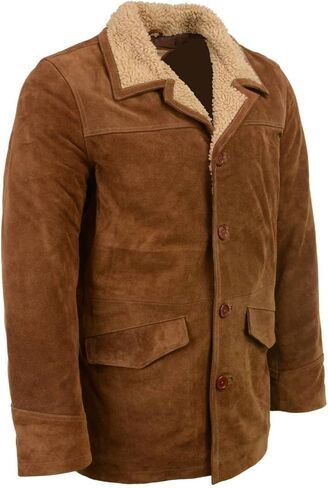Milwaukee Leather Vintage SFM1819 Men's Western Style Long Brown Suede Leather Fashion Coat Jacket in Saudi Arabia