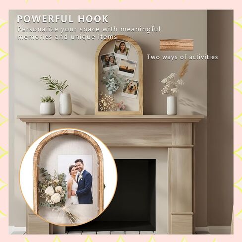 Shadow Box Frame with Clear Acrylic Door, Removable Shelves & Linen Back - Large Display Case Picture Frame for Wall or Tabletop - Memory Box for Wedding Bouquet, Photos, Medals, Memorabilia in Saudi Arabia